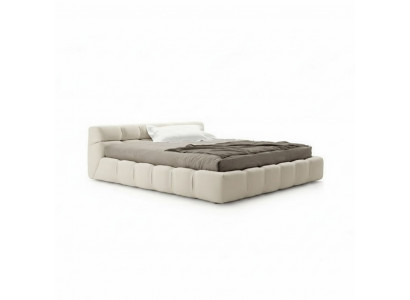 Wit beige bed slaapkamer bedden tweepersoonsbedden slaapbedden textiel