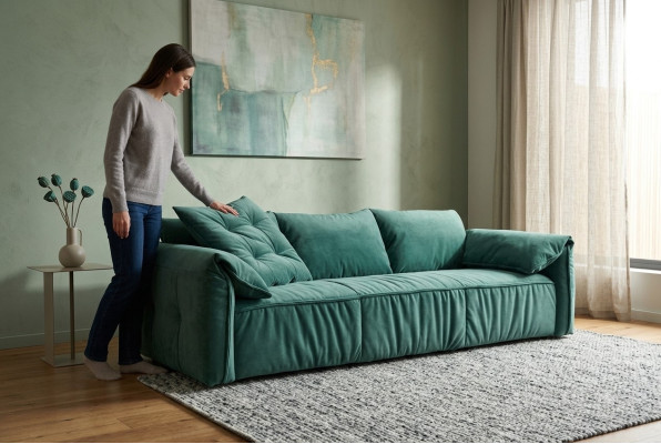 Ontwerper Blauwe Bank 3-zits Bank Woonkamer Zitmeubelen Textiel Banken