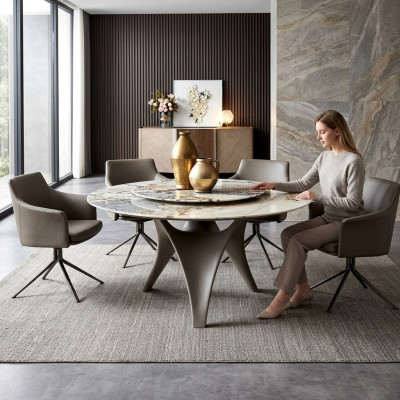 Luxe eettafel Ronde eettafels Eetkamer Rond Tafelmateriaal Hout Tafels