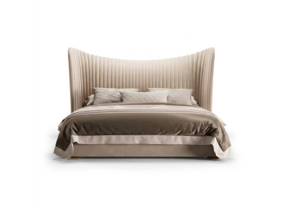 Beige tweepersoonsbed ontwerper houten bedden bedframes slaapkamer meubels bed