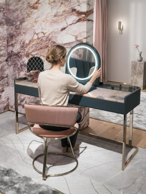 Slaapkamermeubels Kaptafel Designer make-up stoel Luxe houten meubels