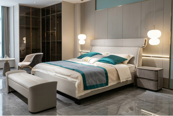 Modern tweepersoonsbed Slaapkamermeubilair Bedframe Bedframe Bedden