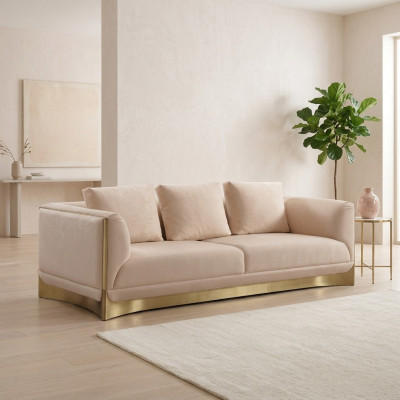 Bank 3-zits bankstellen Woonkamer Luxe Stijl Modern beige Bank Meubels