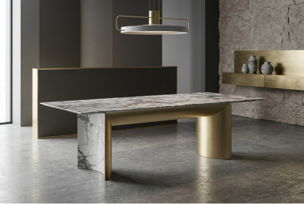 Stijlvolle eettafel van kunstmarmer grote eettafel, nieuwe tafel eetkamermeubels