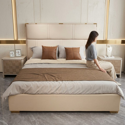 Slaapkamer set Bed 2x Nachtkastje Design Modern Luxe Bedden 3-delig