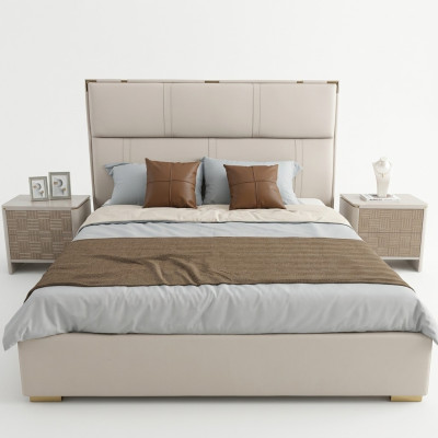 Slaapkamer set Bed 2x Nachtkastje Design Modern Luxe Bedden 3-delig