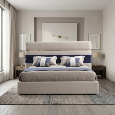 Modern design tweepersoonsbed met houten frame Stijlvol bed Nieuw in beige