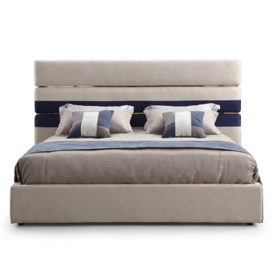 Modern design tweepersoonsbed met houten frame Stijlvol bed Nieuw in beige
