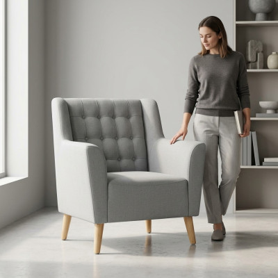Fauteuil Chesterfield bank bekleding meubels inrichting bankstoel enkelzitter nieuw