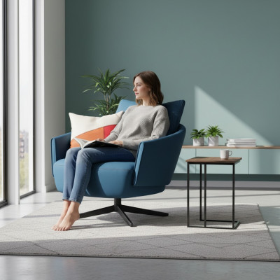 Ontwerp fauteuil textiel luxe bank 1,5-zits bank ontspan woonkamer nieuw