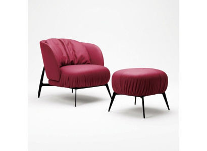 Fauteuil poef woonkamer design modern set bekleding relax 2-delig.
