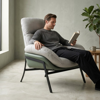 Fauteuil Zitmeubel Design Woonkamer Bekleding Hout Modern Luxe Nieuw