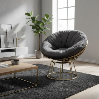 Fauteuil Zitter Ontwerp Woonkamer Bekleding Hout Bekleding Modern Luxe Grijs