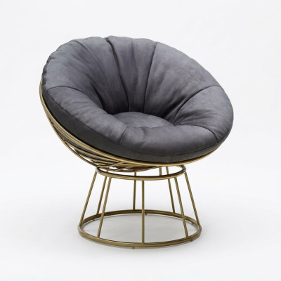 Fauteuil Zitter Ontwerp Woonkamer Bekleding Hout Bekleding Modern Luxe Grijs