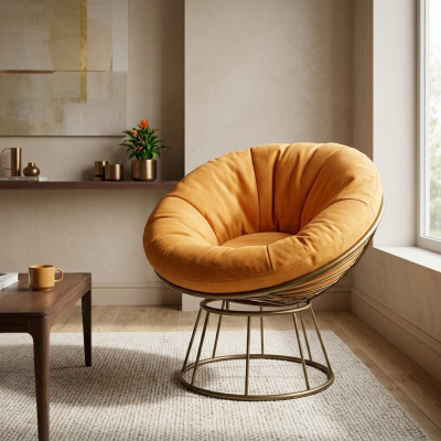 Fauteuil Club Lounge Designer gestoffeerd 1-zits Relaxfauteuil Oranje