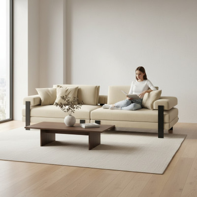Designer bankstel 2 zits Modern Bank Bekleding Beige Bankstellen Designbank Nieuw