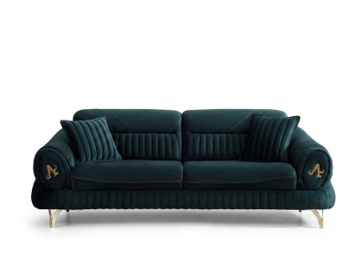 Groene driezits luxe bank Modern houten ontwerp Nieuwe woonkamermeubels.