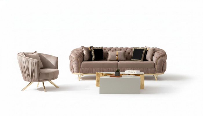 Luxe bankstel 3-zits textiel Designer Chesterfield bank Modern