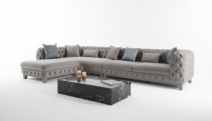 Hoekbank L-vorm Bank Chesterfield Design Modern Bank Stof Textiel Nieuw