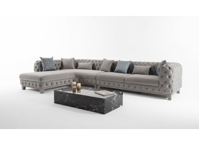 Hoekbank L-vorm Bank Chesterfield Design Modern Bank Stof Textiel Nieuw