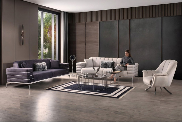 Luxe bankstel 321 Modern Set Design Bank Bekleding Grijs Nieuw