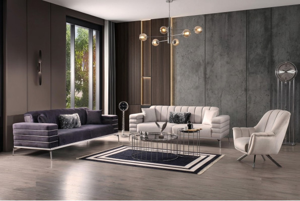 Luxe bankstel 321 Modern Set Design Bank Bekleding Grijs Nieuw