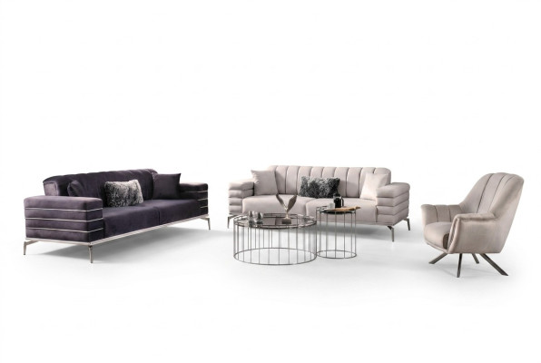 Luxe bankstel 321 Modern Set Design Bank Bekleding Grijs Nieuw