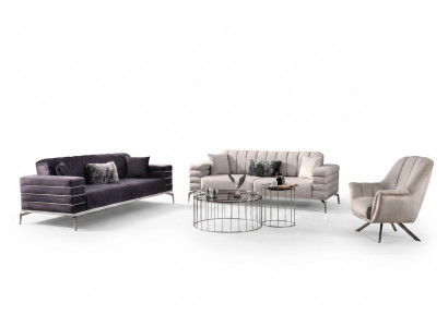 Luxe bankstel 321 Modern Set Design Bank Bekleding Grijs Nieuw