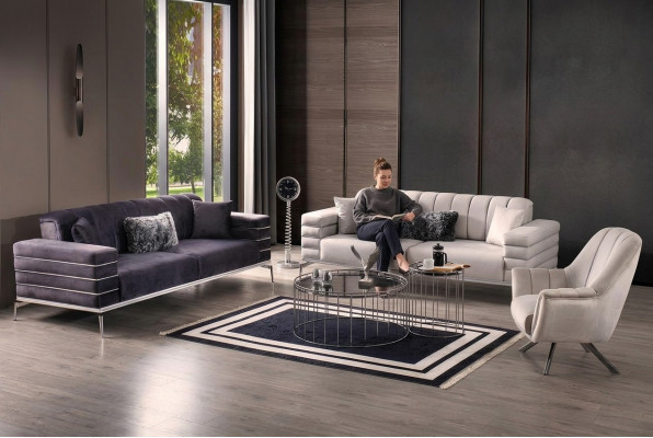 Bankstel fluweel gestoffeerde stoel 3311 design bankstellen metalen set banken nieuw