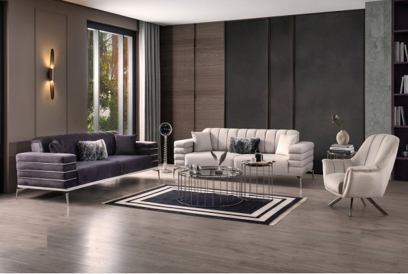 Bankstel fluweel gestoffeerde stoel 3311 design bankstellen metalen set banken nieuw