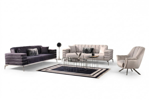 Bankstel fluweel gestoffeerde stoel 3311 design bankstellen metalen set banken nieuw