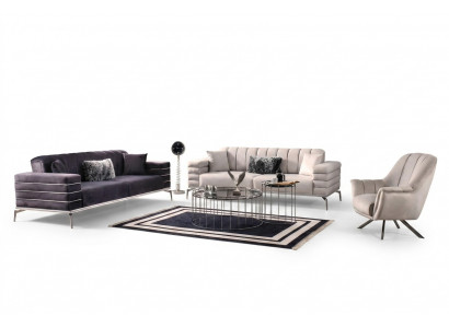 Bankstel fluweel gestoffeerde stoel 3311 design bankstellen metalen set banken nieuw