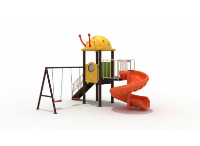 Speelplaats met glijbanen en schommels Entertainment voor kinderen
