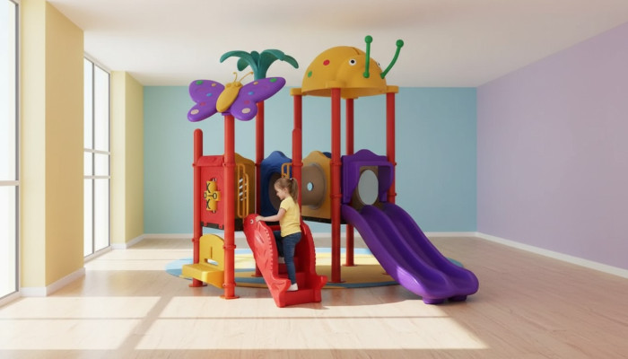 Kindergebied met glijbanen Entertainment voor kinderen Tuinspeelplaatsen