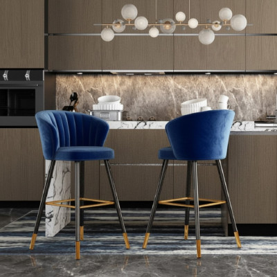 Barkruk Barkruk Blauw Fluweel Ontwerp Barkrukken Barkruk Stoelen Nieuw