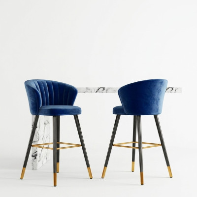 Barkruk Barkruk Blauw Fluweel Ontwerp Barkrukken Barkruk Stoelen Nieuw