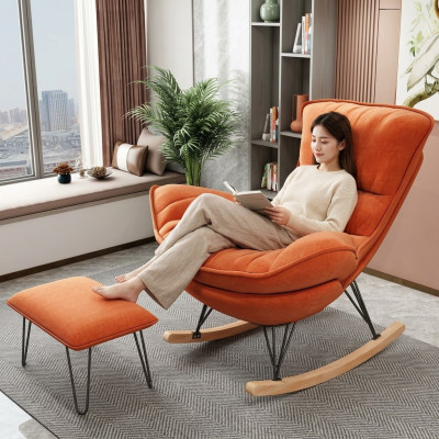 Fauteuil Design Relax Oranje Textiel Woonkamer Bekleding Luxe Eenpersoons