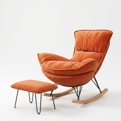 Fauteuil Design Relax Oranje Textiel Woonkamer Bekleding Luxe Eenpersoons