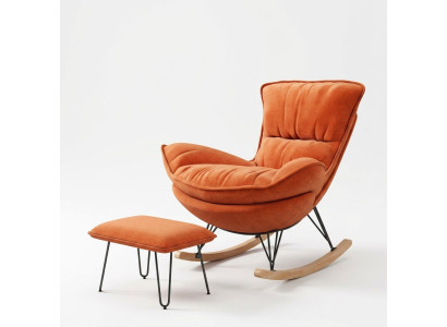 Fauteuil Design Relax Oranje Textiel Woonkamer Bekleding Luxe Eenpersoons