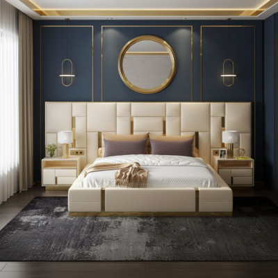 Luxe slaapkamer bed gestoffeerd design luxe tweepersoons hotelbedden nieuw.