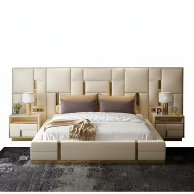 Luxe slaapkamer bed gestoffeerd design luxe tweepersoons hotelbedden nieuw.