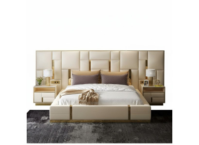 Luxe slaapkamer bed gestoffeerd design luxe tweepersoons hotelbedden nieuw.