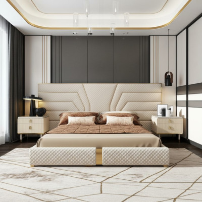 Slaapkamer Modern Hout Textiel Bedden Bed Luxe Tweepersoonsbed