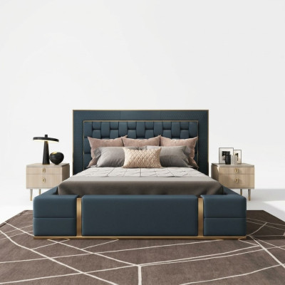 Modern Bedden Luxe Slaapkamer Nieuw Bed Ontwerp Luxe Blauw Tweepersoonsbed
