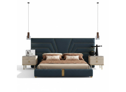 Luxe slaapkamer bed dubbele bedden design meubels bedframe hotel