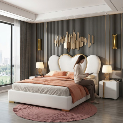 Ontwerp Bed Slaapkamer Tweepersoonsbed Hotel Luxe Bekleding Inrichting
