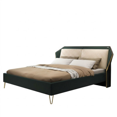 Luxe textiel bed met dubbel design slaapkamerbedden Metaal Groen Nieuw