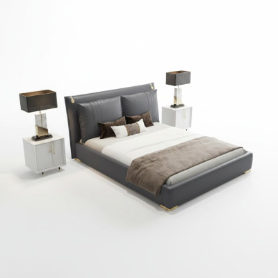 Luxe bed Bedden Modern Tweepersoonsbed Grijs Bedframe Slaapkamer Nieuw