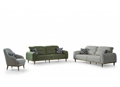 Sofaset 3+1+1 zits woonkamerset Compleet textiel Bankstoel Hout Nieuw