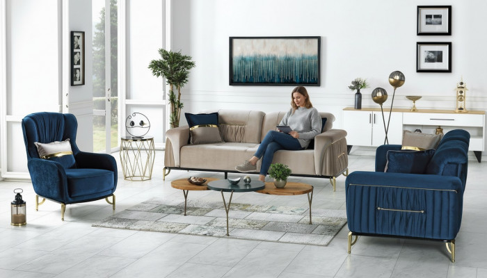 Designerbankstel 3+3+1 zits bank bekleding Nieuw zitset